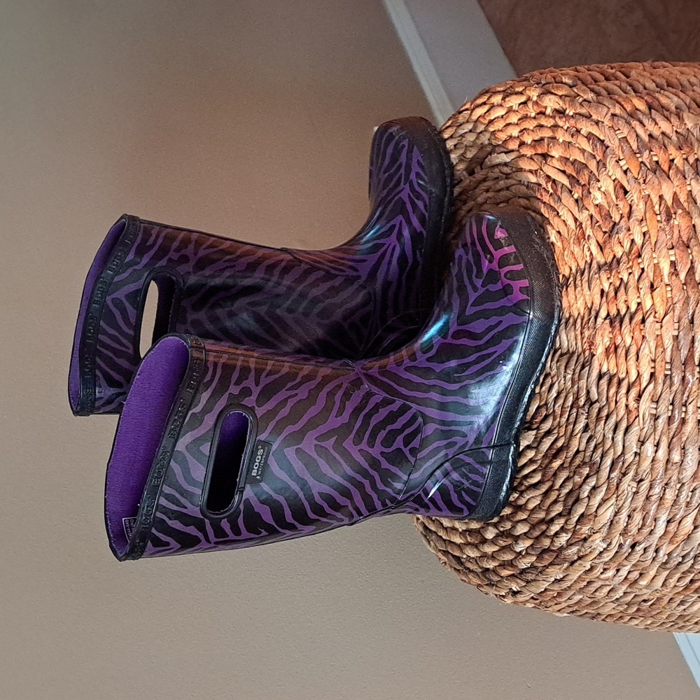 Bogs Purple Zebra Kids Rain Boots